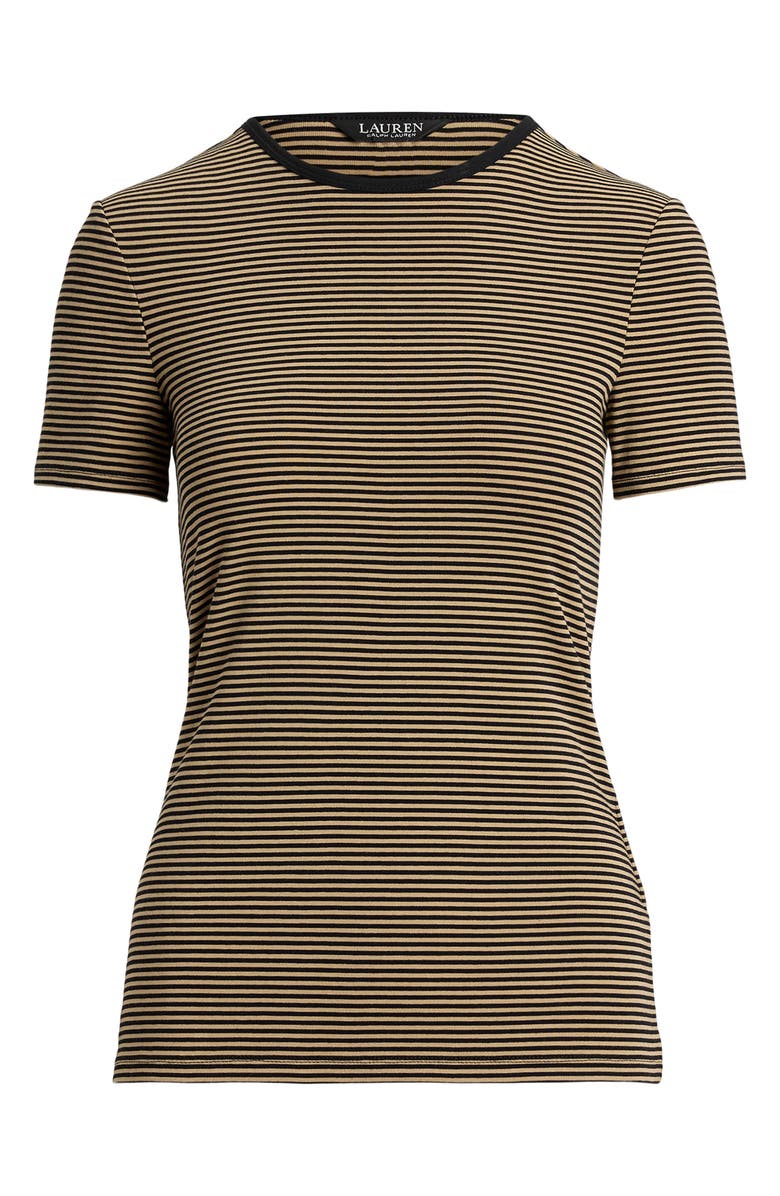 Lauren Ralph Lauren Stripe Cotton Ringer T-Shirt, Alternate, color, Black/ Birch Tan