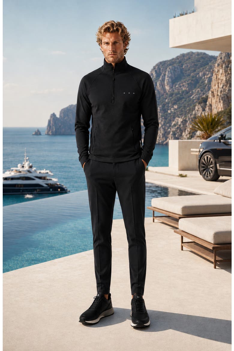 Marthyr Half Zip Performance Sweater, Alternate, color, BLACK