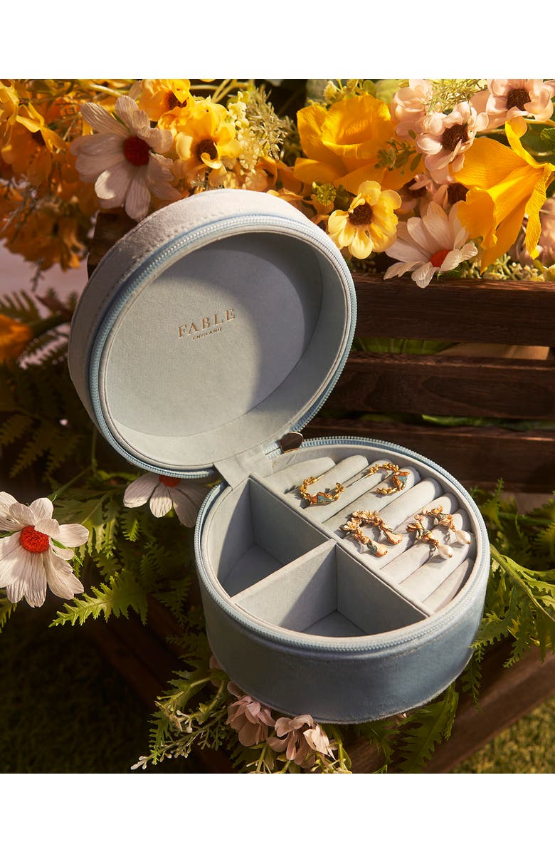 Fable England x Peter Rabbit Blue Velvet Embroidered Circle Jewellery Box, Alternate, color, Light Blue