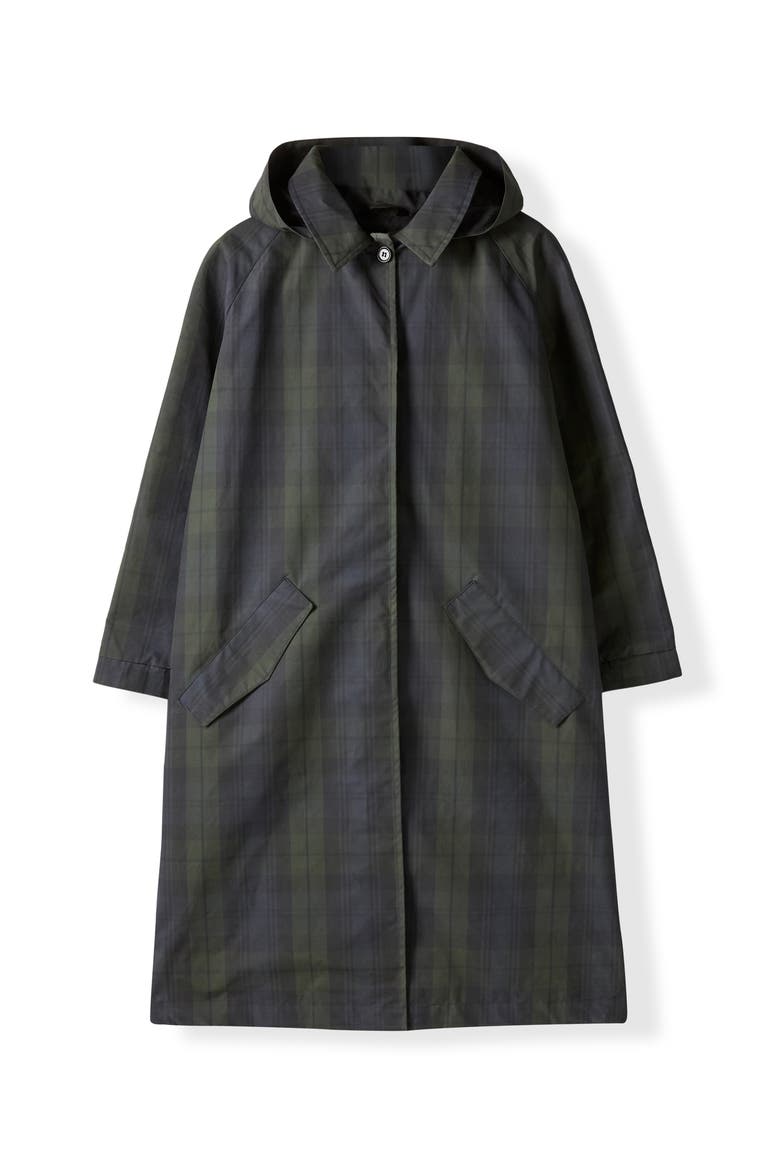 British Waxed Cotton Trench Coat, Alternate, color, Blackwatch