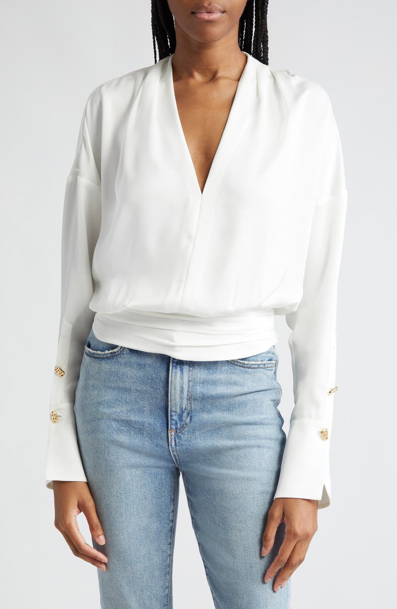 Ramy Brook Kimber Pleated Shoulder Crop Blouse, Main, color,