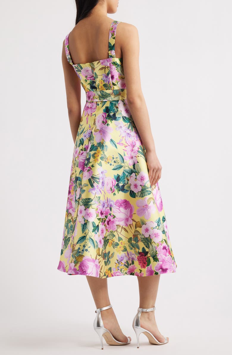 Julia Jordan Floral Belted Fit & Flare Midi Dress, Alternate, color, Yellow Multi