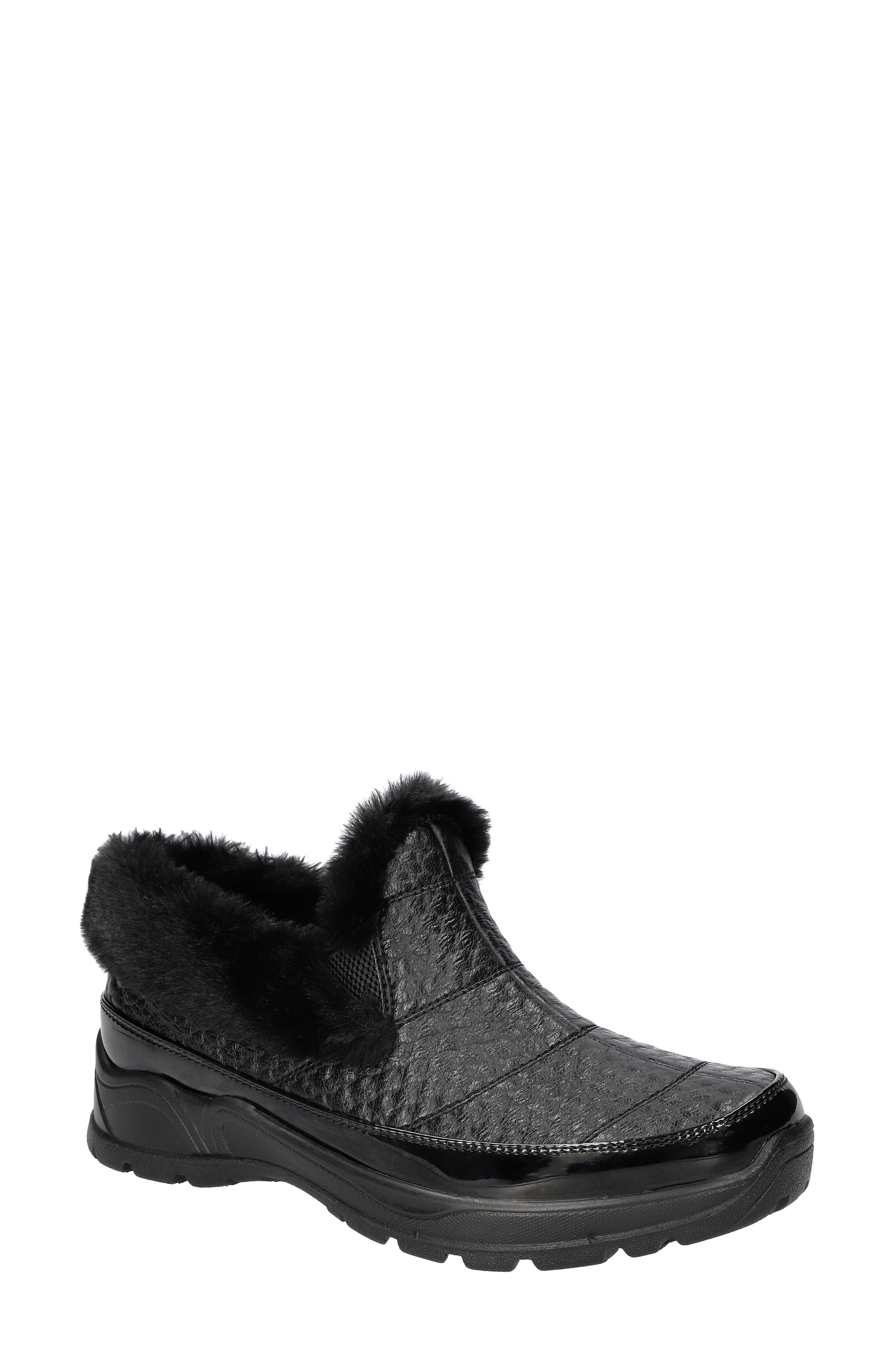 EASY STREET Flurry Waterproof Faux Fur Bootie in Black 