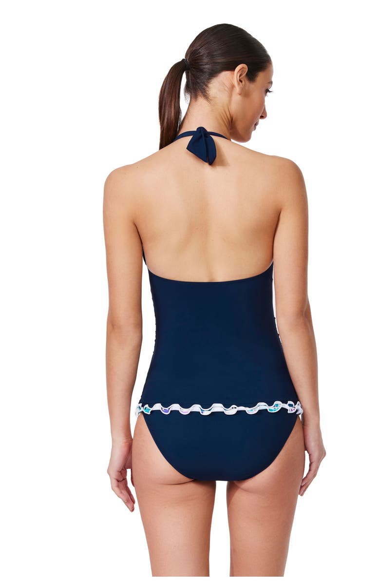 Gottex Canva Tricolore Halter Tankini Top, Alternate, color, Navy