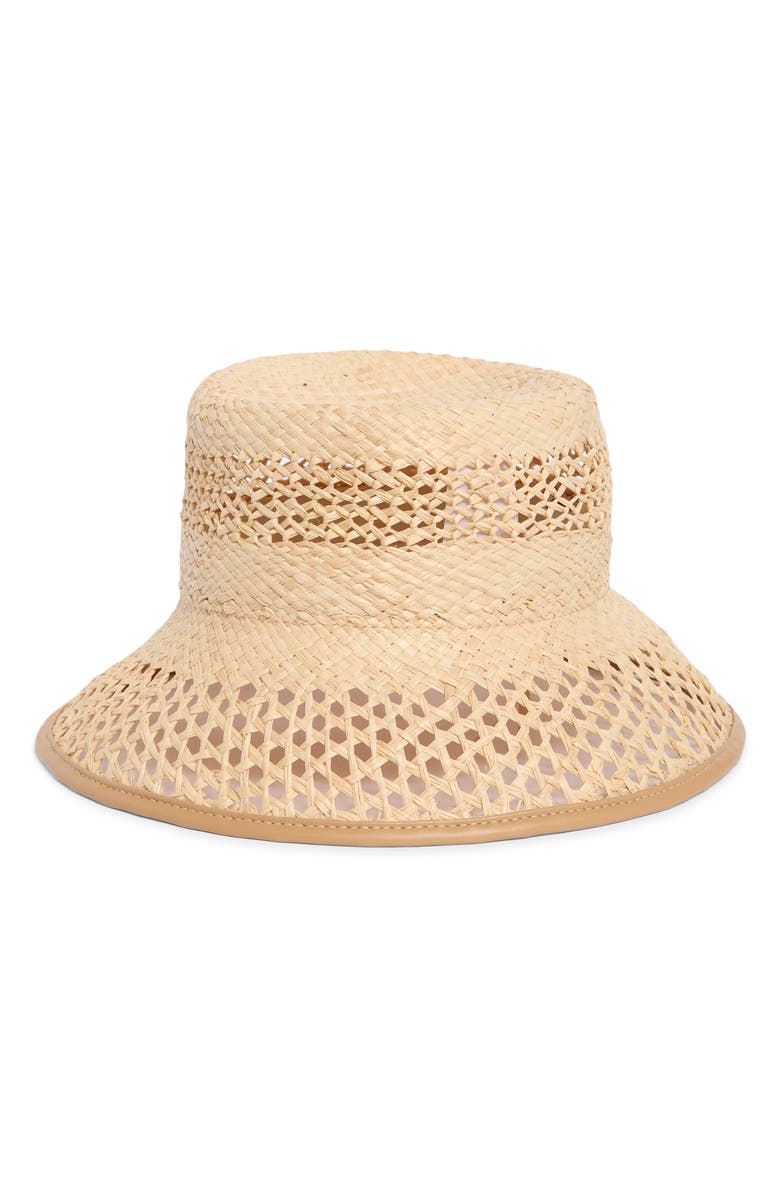 Vince Open Weave Raffia Bucket Hat, Main, color, Natural