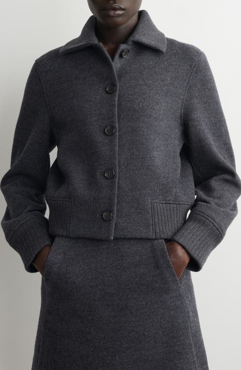 Wool Blend Bomber Jacket (Petite)