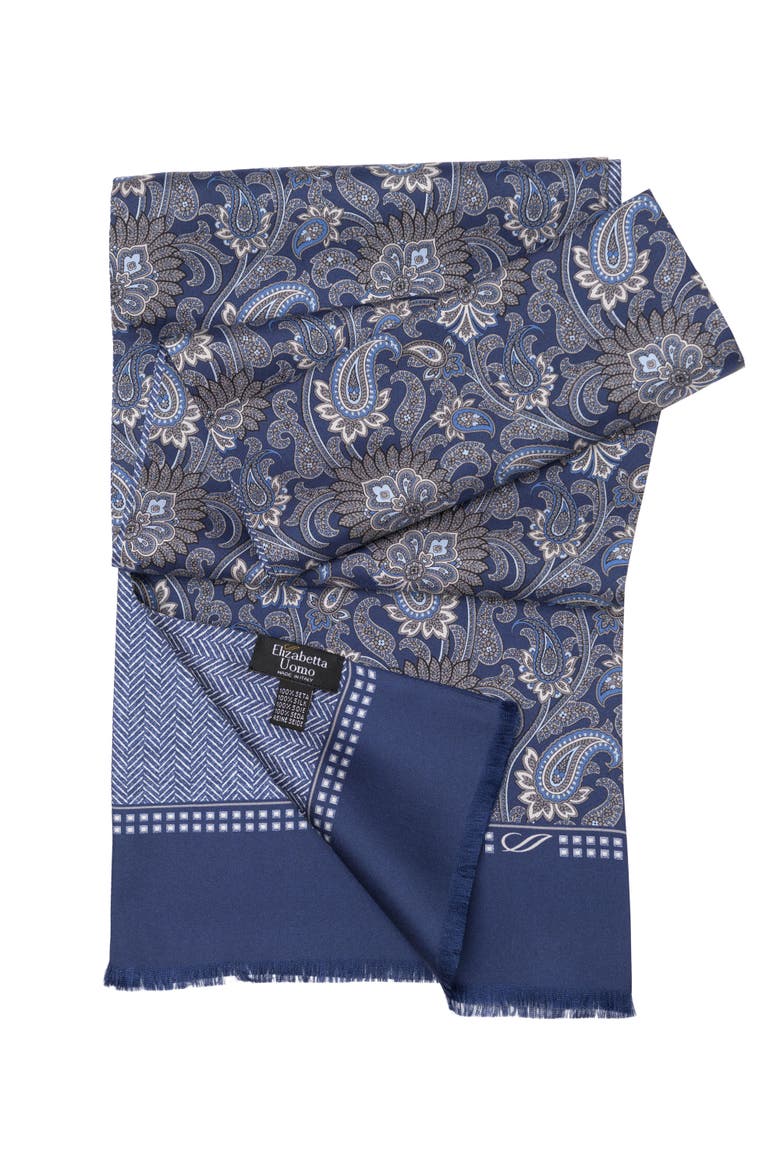 Pasquino - Silk Scarf for Men, Alternate, color, Navy