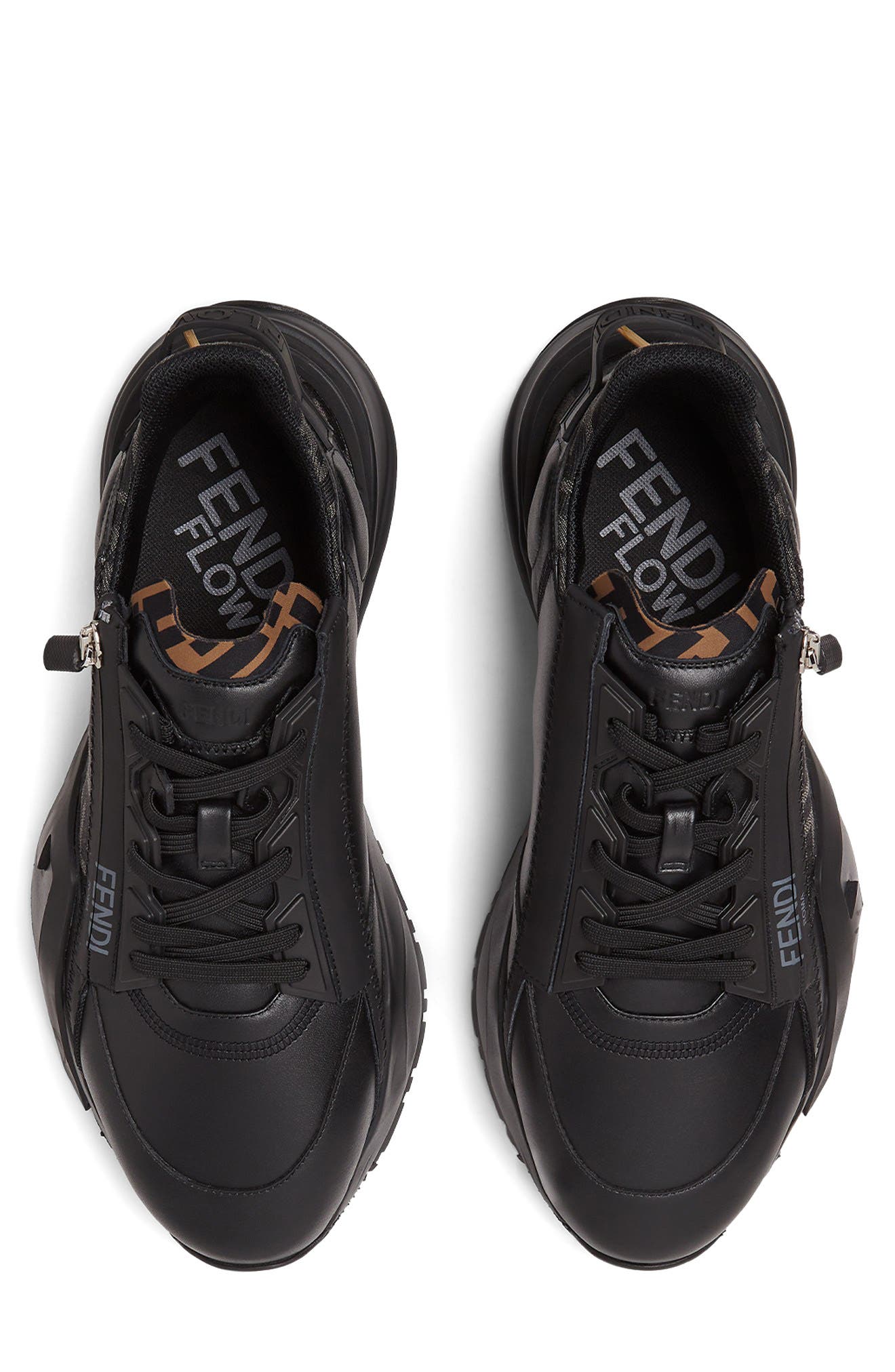 Fendi Flow Logo Low Top Sneaker, Alternate, color, Nero/ Grig.nero/ Nero
