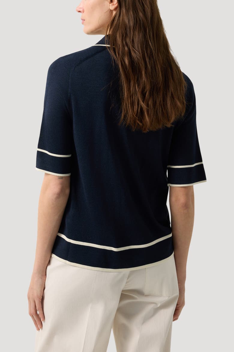 Peaches Silk Knit Jacket, Alternate, color, Navy blue