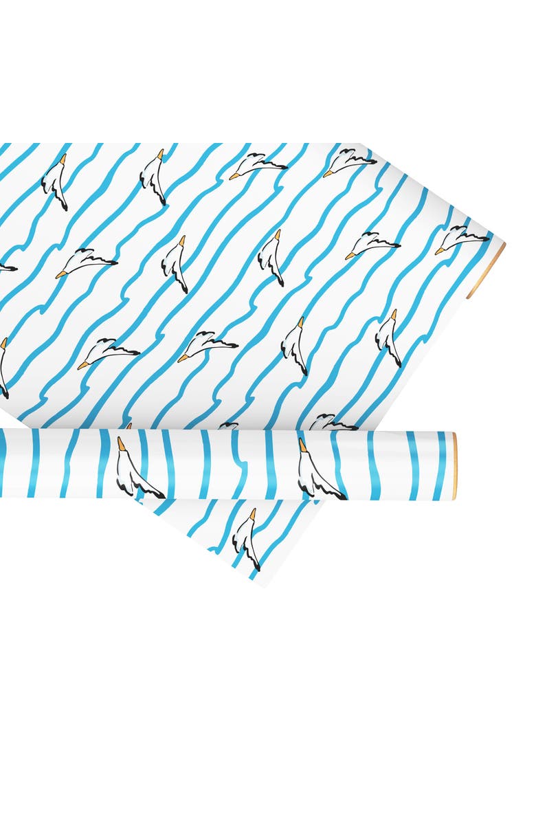 Ramus & Co Eight Sheets Two-Sided "Seagulls and Waves" Heavyweight Gift Wrap, Main, color, Multicolored