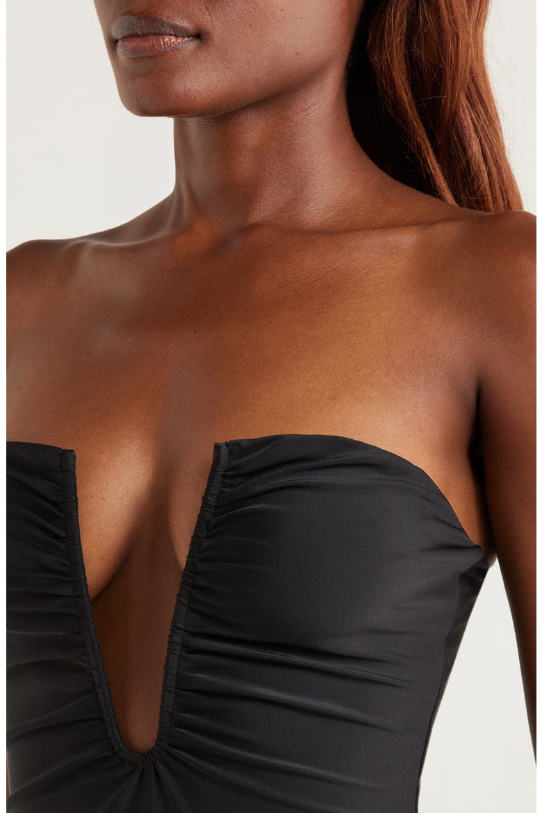 Bianka Plunge One-Piece Swimsuit, Alternate, color, BLACK