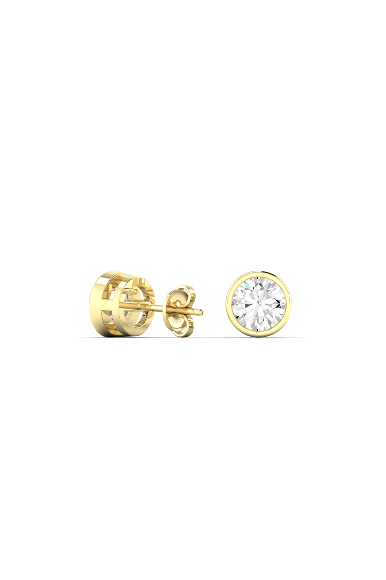 Round Bezel Lab Diamond Studs in 14K Gold, Alternate, color, Yellow Gold