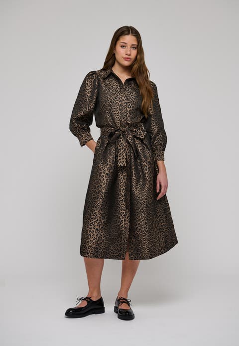 Mettedea Tie-Waist Jacquard Shirt Dress