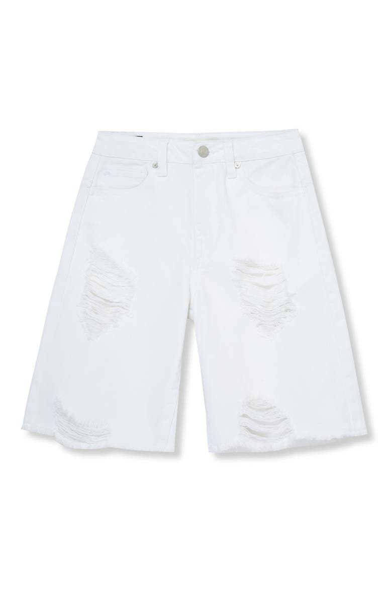 Kids' Distressed Wide Leg Bermuda Shorts, Main, color, WHITE
