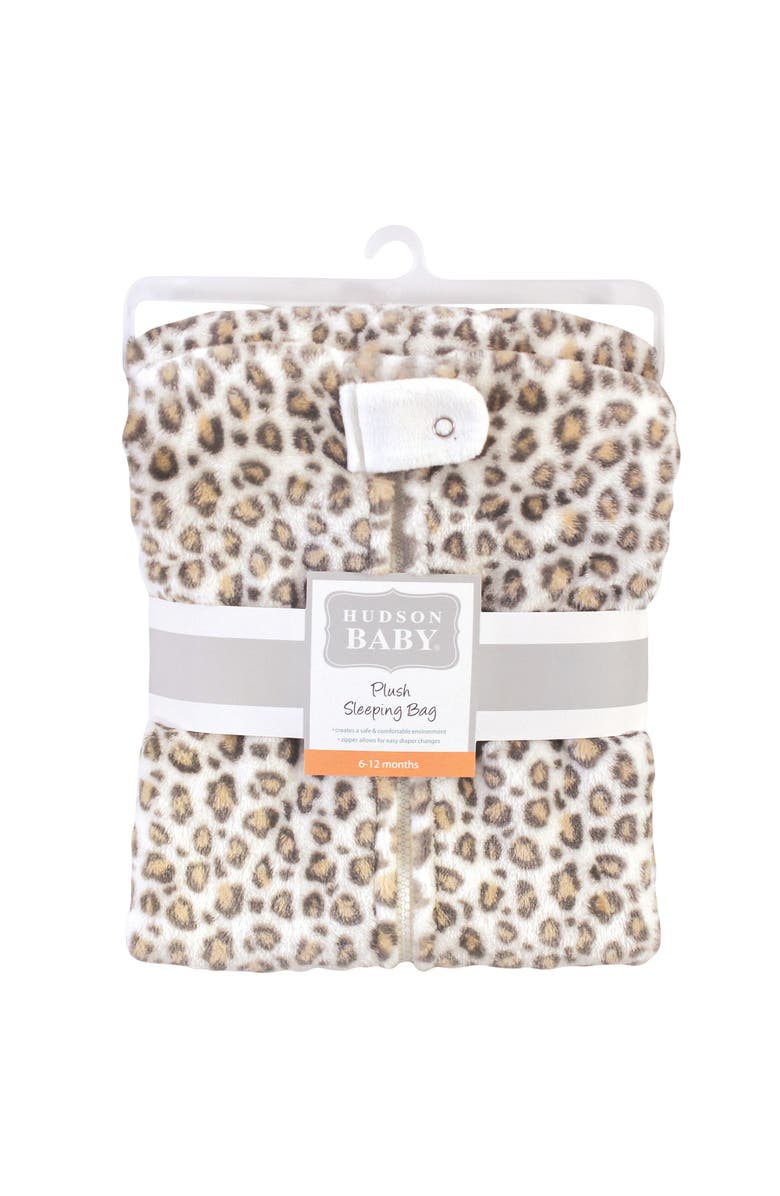 Hudson Baby Plush Flannel Sleeping Bag, Alternate, color, Cream Leopard