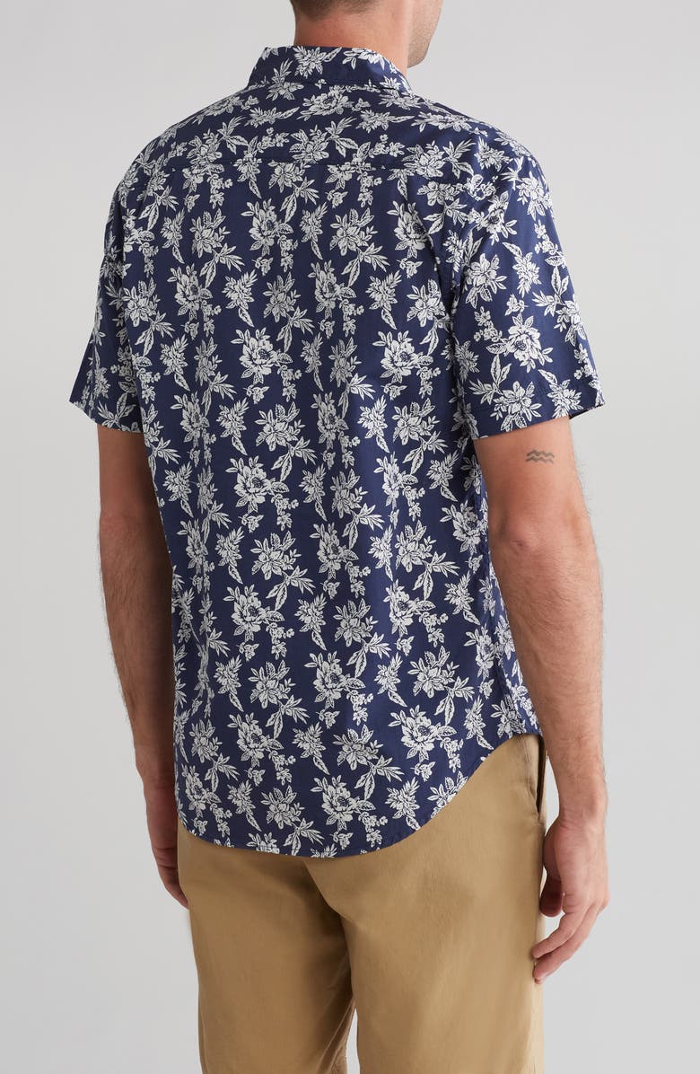 Coastaoro Ashton Floral Cotton Short Sleeve Button-Up Shirt, Alternate, color, Dark Blue