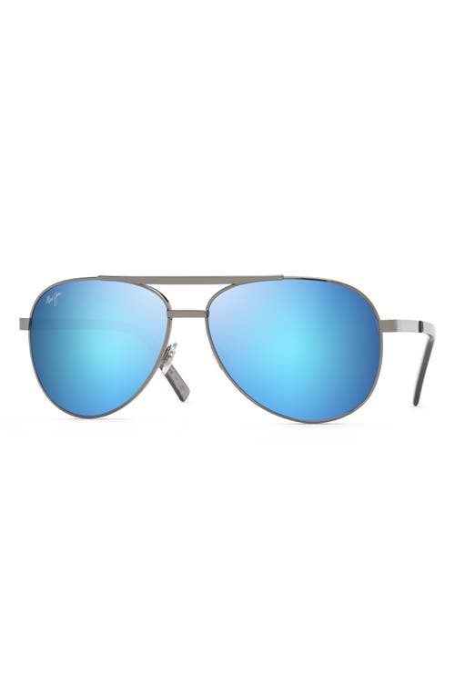 Maui Jim Hauoli 59mm Polarized Aviator Sunglasses In Blue