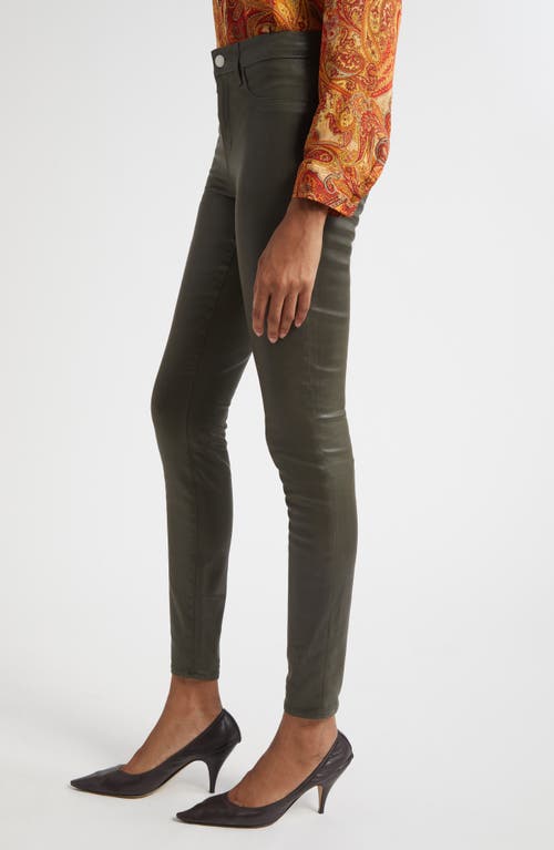 L'agence Marguerite Coated High Rise Skinny Jeans In Deep Olive In Green