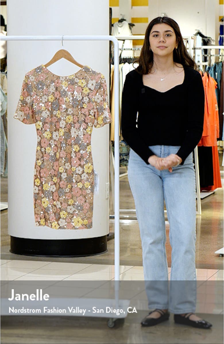Maddox Sequin Floral Cocktail Minidress, sales video thumbnail