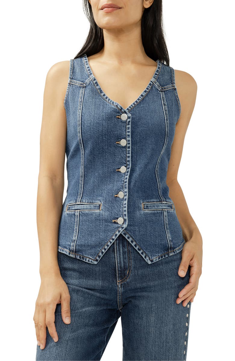 Silver Jeans Co. Longline Denim Vest, Main, color, Clapham