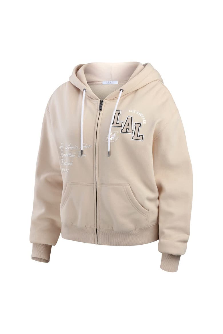 Women's WEAR by Erin Andrews Cream Los Angeles Lakers Plus Size Tonal Felt Patch Full-Zip Hoodie, Alternate, color, Cream