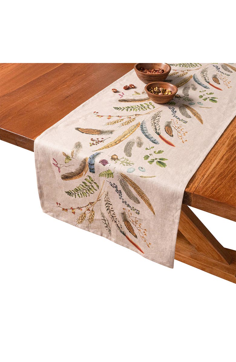 Juliska Forest Walk Linen Table Runner, Alternate, color, Caf Au Lait