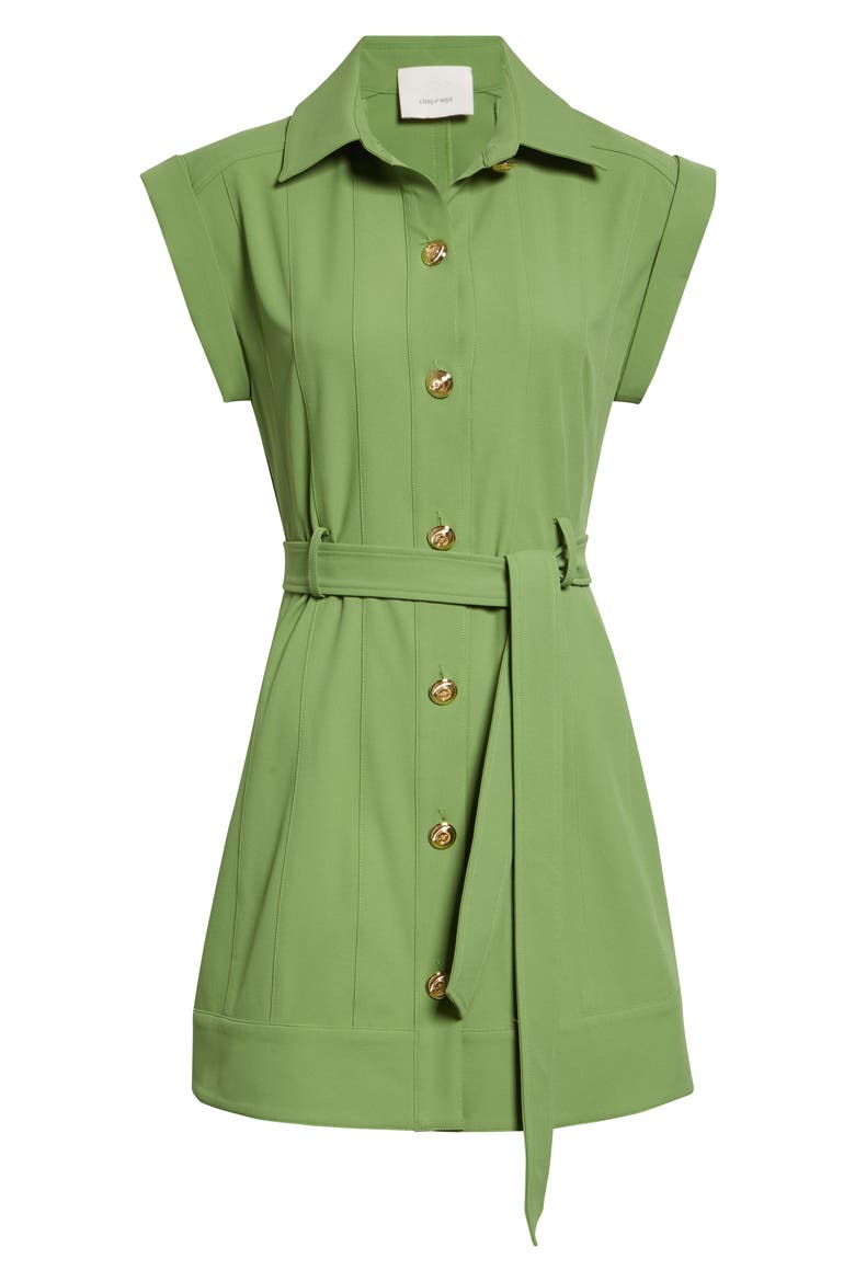 Milo Stretch Button Front Minidress, Alternate, color, KALE