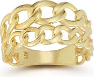 CHLOE AND MADISON 14K Gold Plated Sterling Silver Curb Chain Ring
