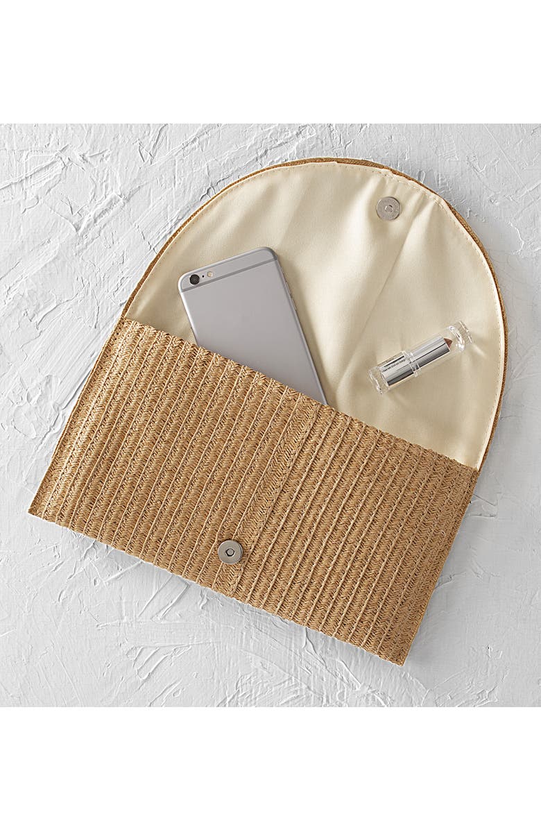 Cathy's Concepts Monogram Straw Envelope Clutch, Alternate, color,