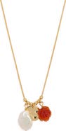Nordstrom Floral Agate & Freshwater Pearl Pendant Necklace