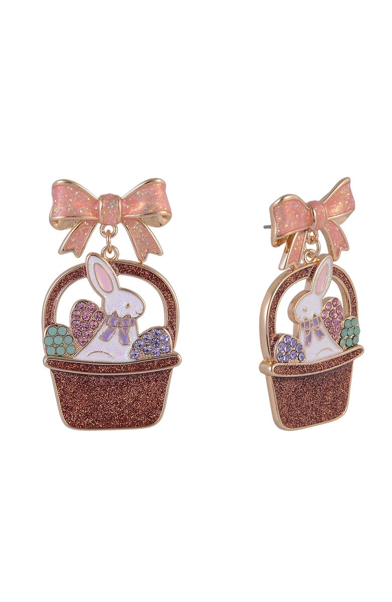 Hallmark Easter Basket and Bunny Earrings, Main, color, Brown