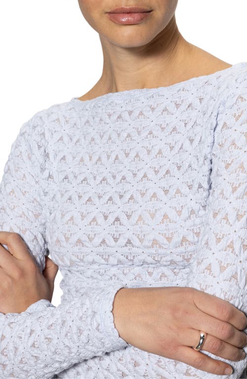 Sanctuary Stretch Mesh Boat Neck Top In Blue