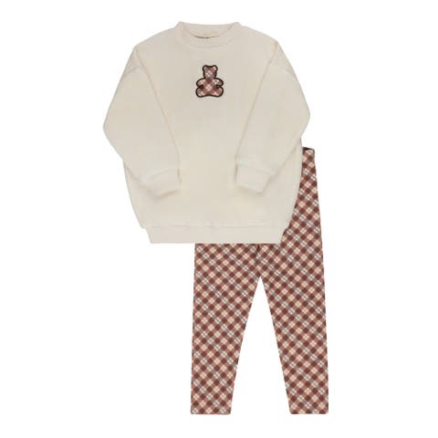 Velour Plaid Bear Collection - Sweatshirt + Leggings (Baby)