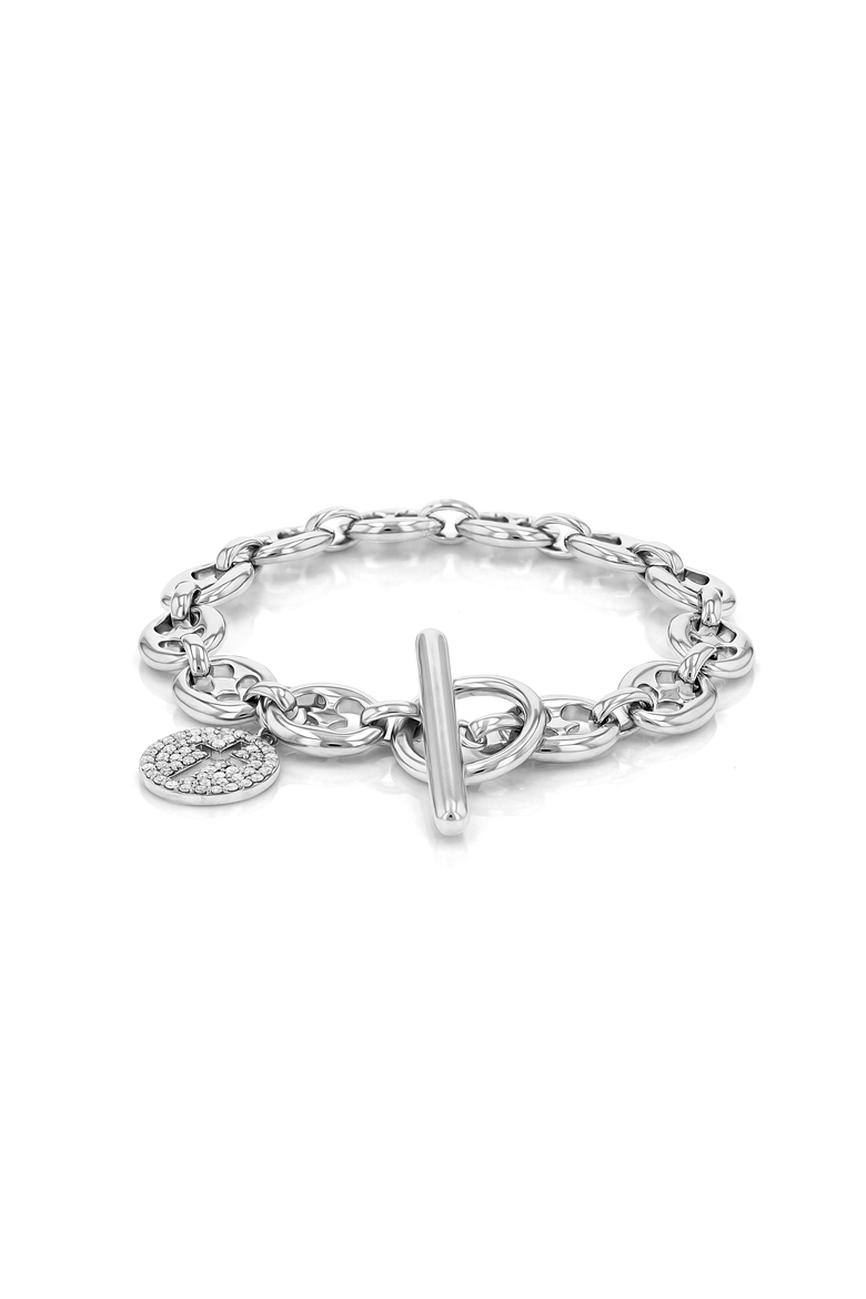 Cross Charm on Puffy Heart Mariner Link, Main, color, Sterling Silver