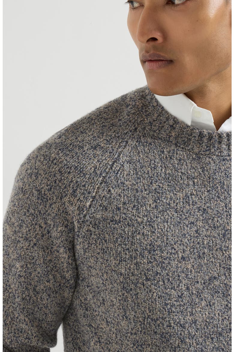 Virgin wool, silk and cashmere chiné sweater, Alternate, color, Cerulean
