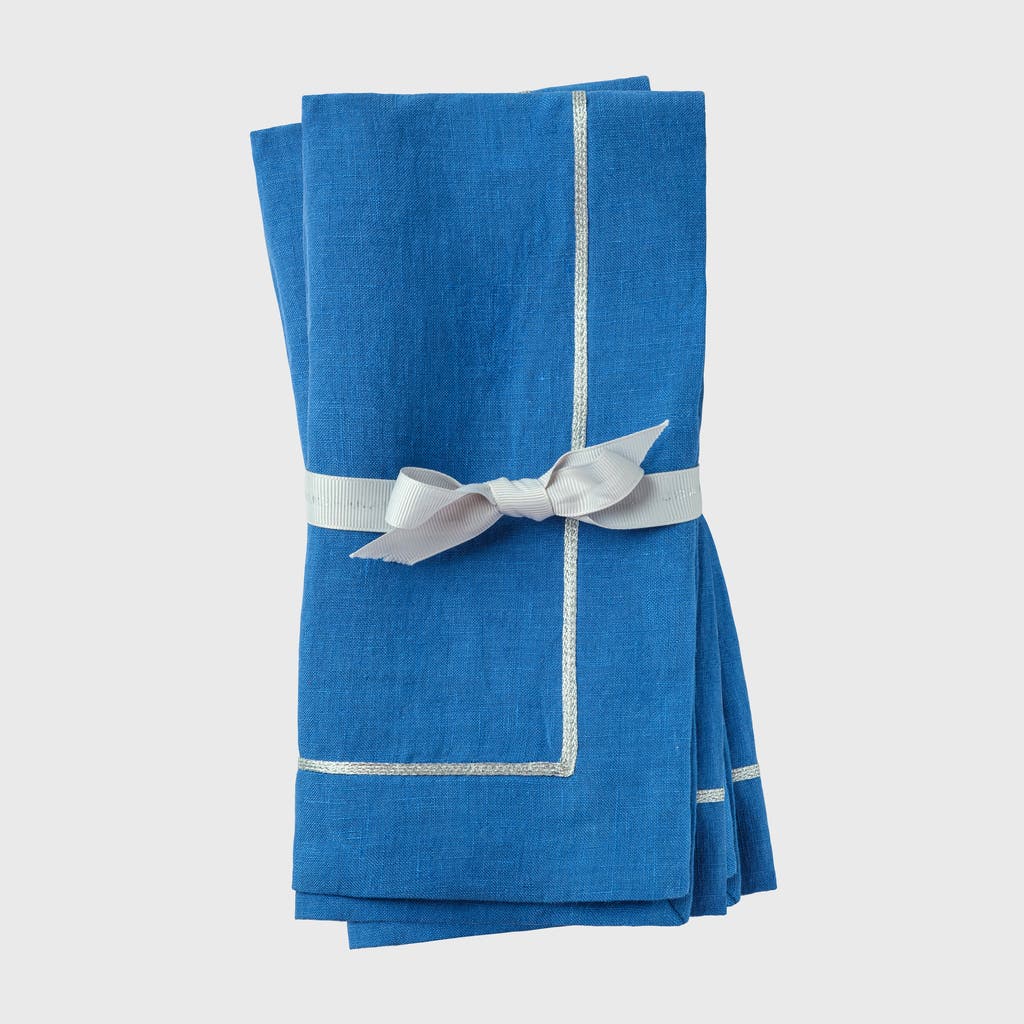 Joanna Buchanan Silver Trim Dinner Napkins, Set Of Two