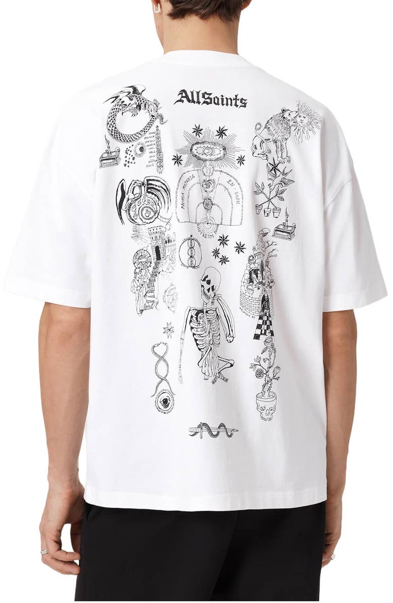 AllSaints Terra Cotton Graphic T-Shirt, Alternate, color, Optic White