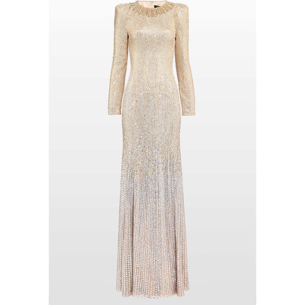 Jenny Packham Sisi Sequin-embellished Puff-sleeve Gown In Gold