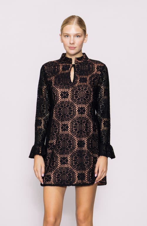 Melloday Medallion Lace Long Sleeve Minidress In Black
