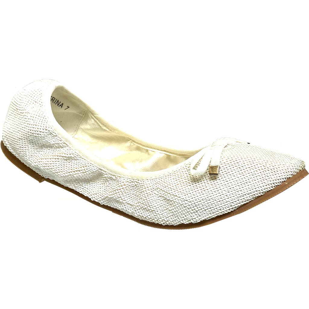 Ninety Union Sequin Ballerina Flat In White