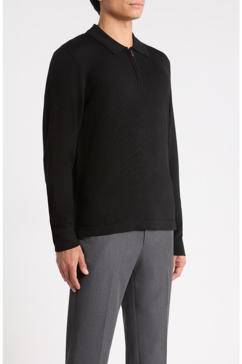 Merino Wool Quarter Zip Sweater, Alternate, color, BLACK