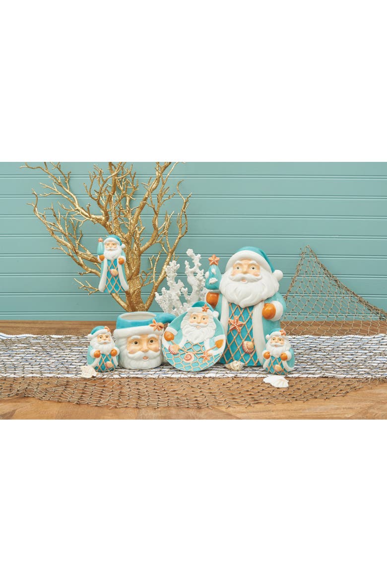 Santa Seashell Christmas Small Dimensional Plate, Alternate, color, Blue