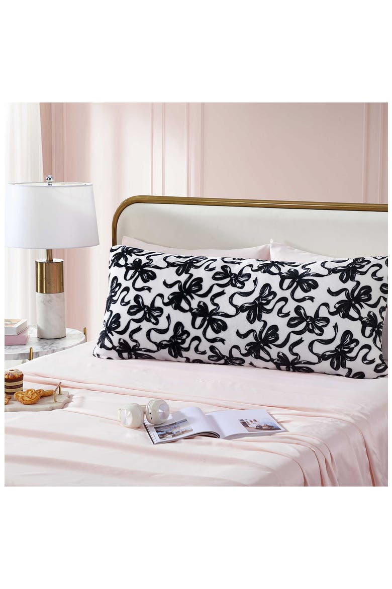 Ballet Bows Plush Decorative Throw Pillow, Alternate, color, MEDIUM / DARK GREY