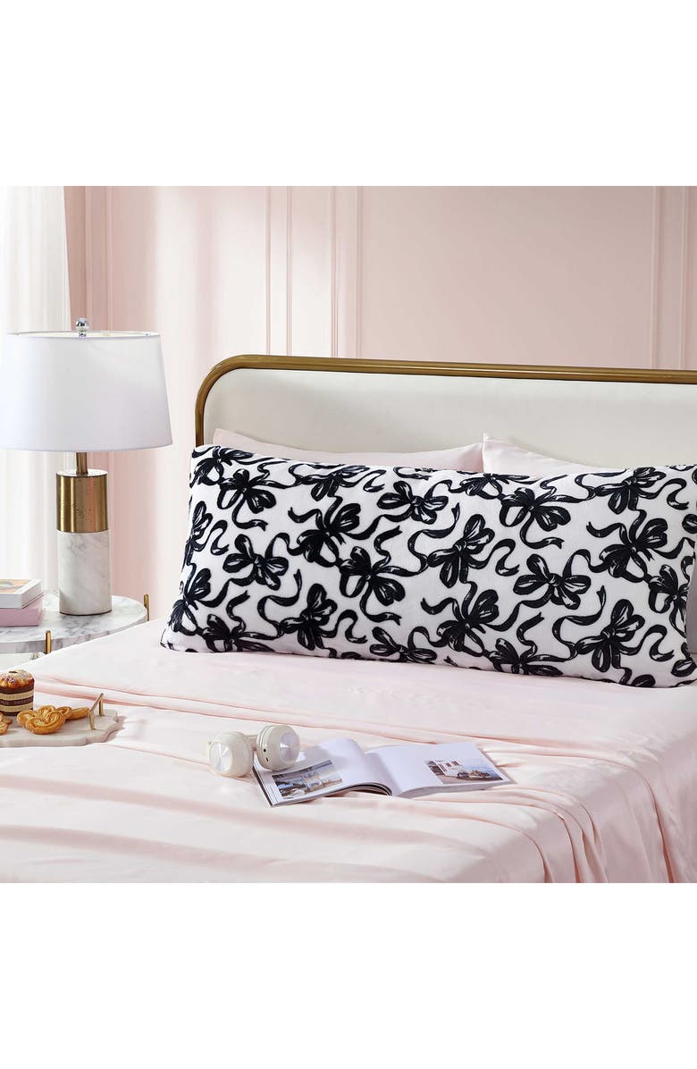 Betsey Johnson Ballet Bows Plush Decorative Throw Pillow, Alternate, color, Medium / Dark Grey