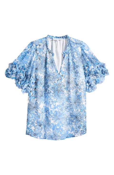 Tierra Endry Ruffle Floral Top