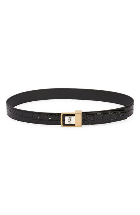 Monogram Croc Embossed Calfskin Leather Belt