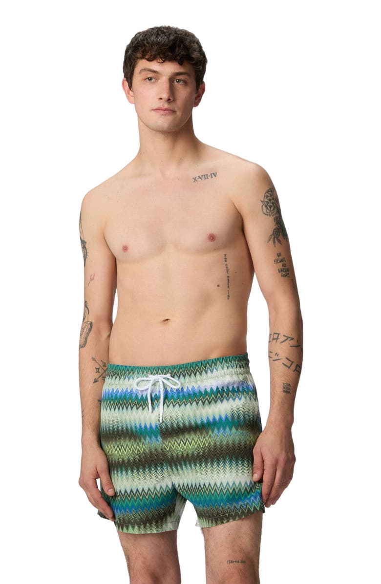 Missoni Swim Shorts With Gradient Micro Zigzag Print, Main, color, 
