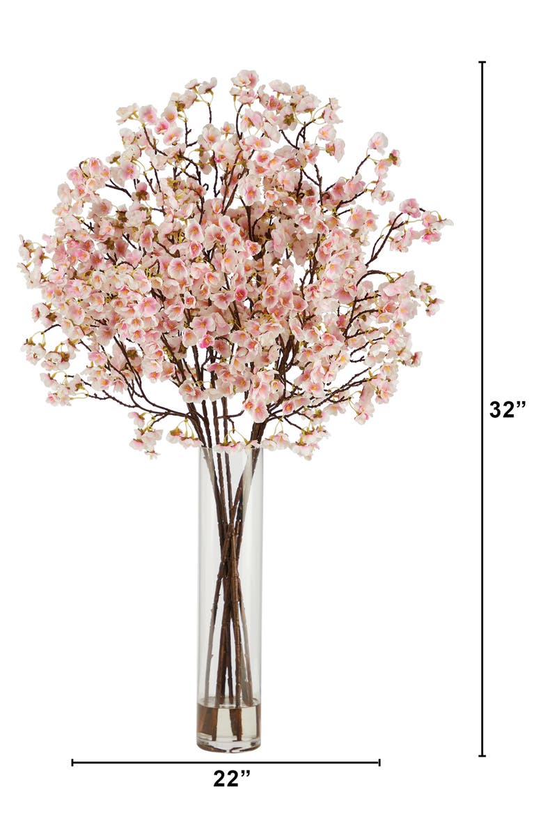 NEARLY NATURAL 32" Cherry Blossom Artificial Plant in Glass Vase, Alternate, color,
