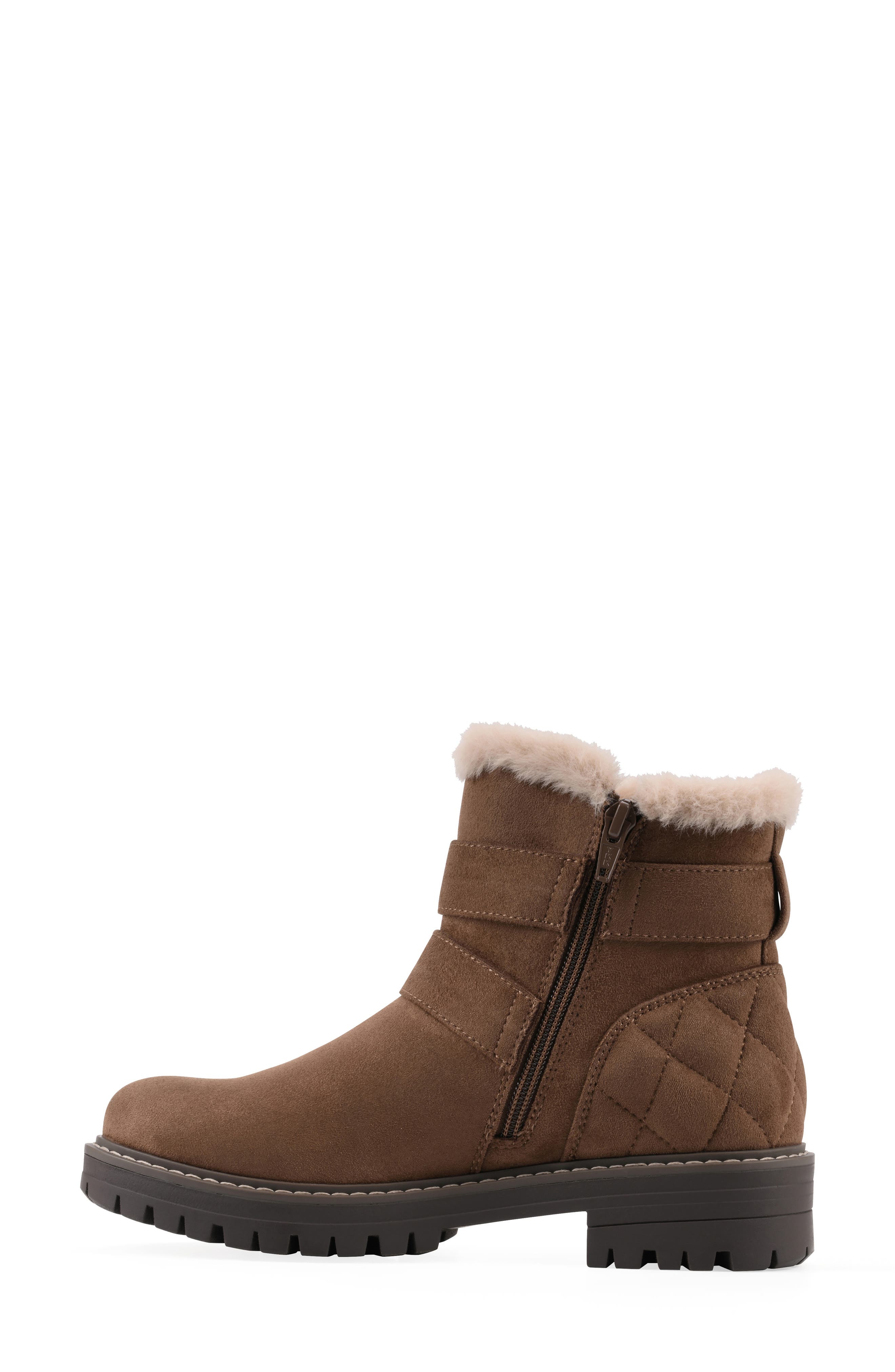 CLIFFS BY WHITE MOUNTAIN Marvin Faux Fur Lined Bootie, Alternate, color, Chestnut/ Fabric