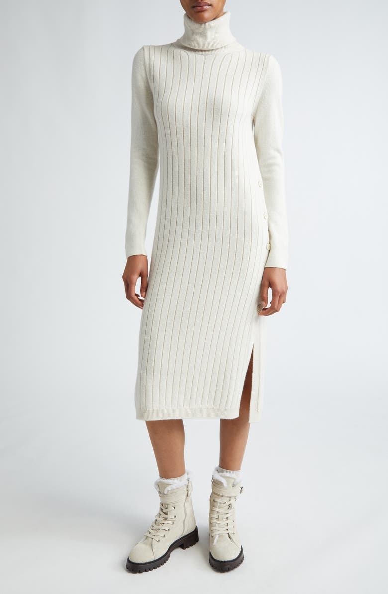 Eleventy Long Sleeve Virgin Wool & Cashmere Turtleneck Sweater Dress, Main, color, 